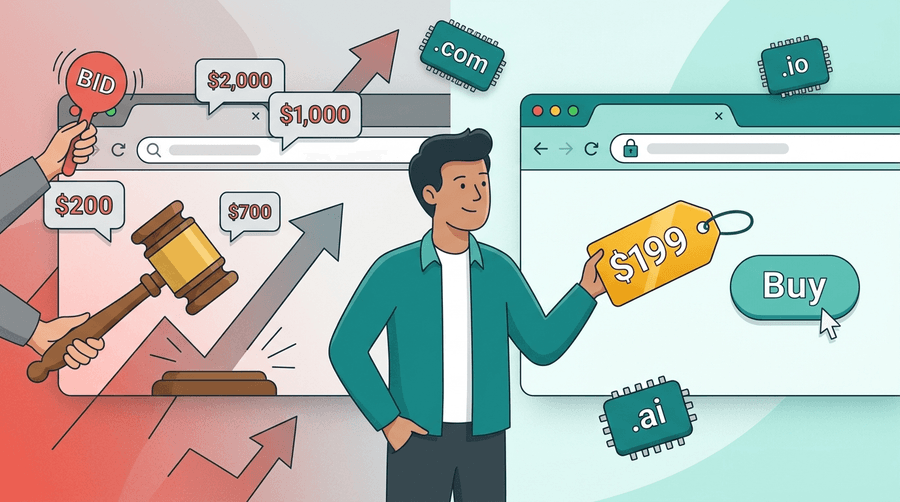 Flat-Rate vs. Auction Domains: The Real Cost of Buying Premium