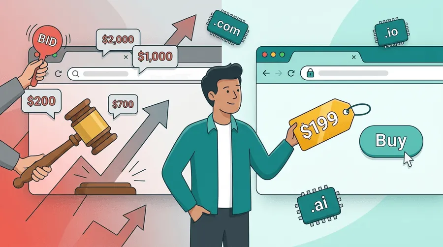 Fixed-Price vs. Auction Domains: The Real Cost of Buying Premium